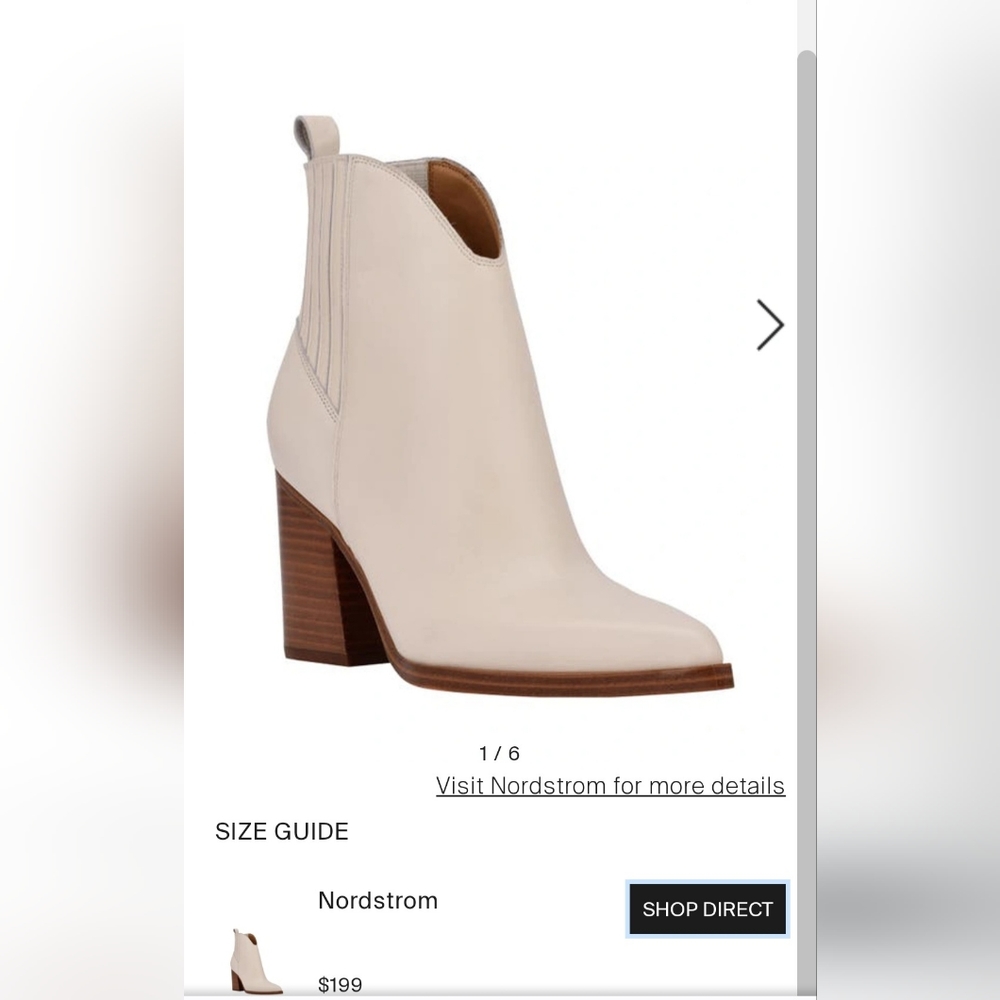 Marc Fisher LTD Ommie Pointed Toe Bottie (western syle) Ivory size 7